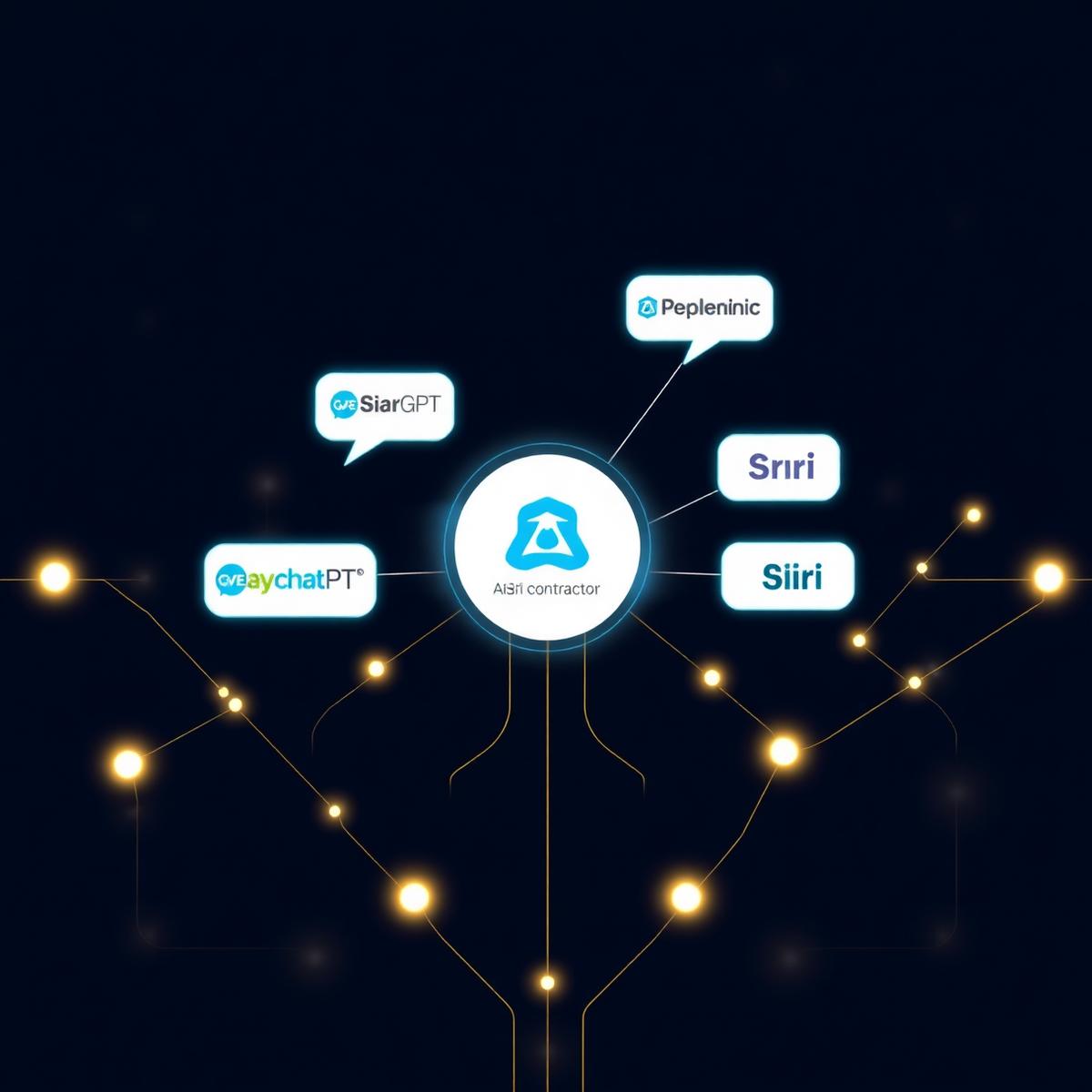 AI answer engines — ChatGPT, Gemini, Perplexity, and Siri — connected to a Louisiana contractor entity through structured data optimization.