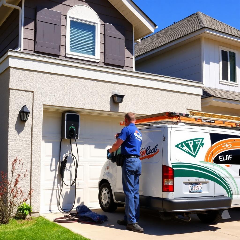 Louisiana electrician installing an EV charger — a growing high-margin service.