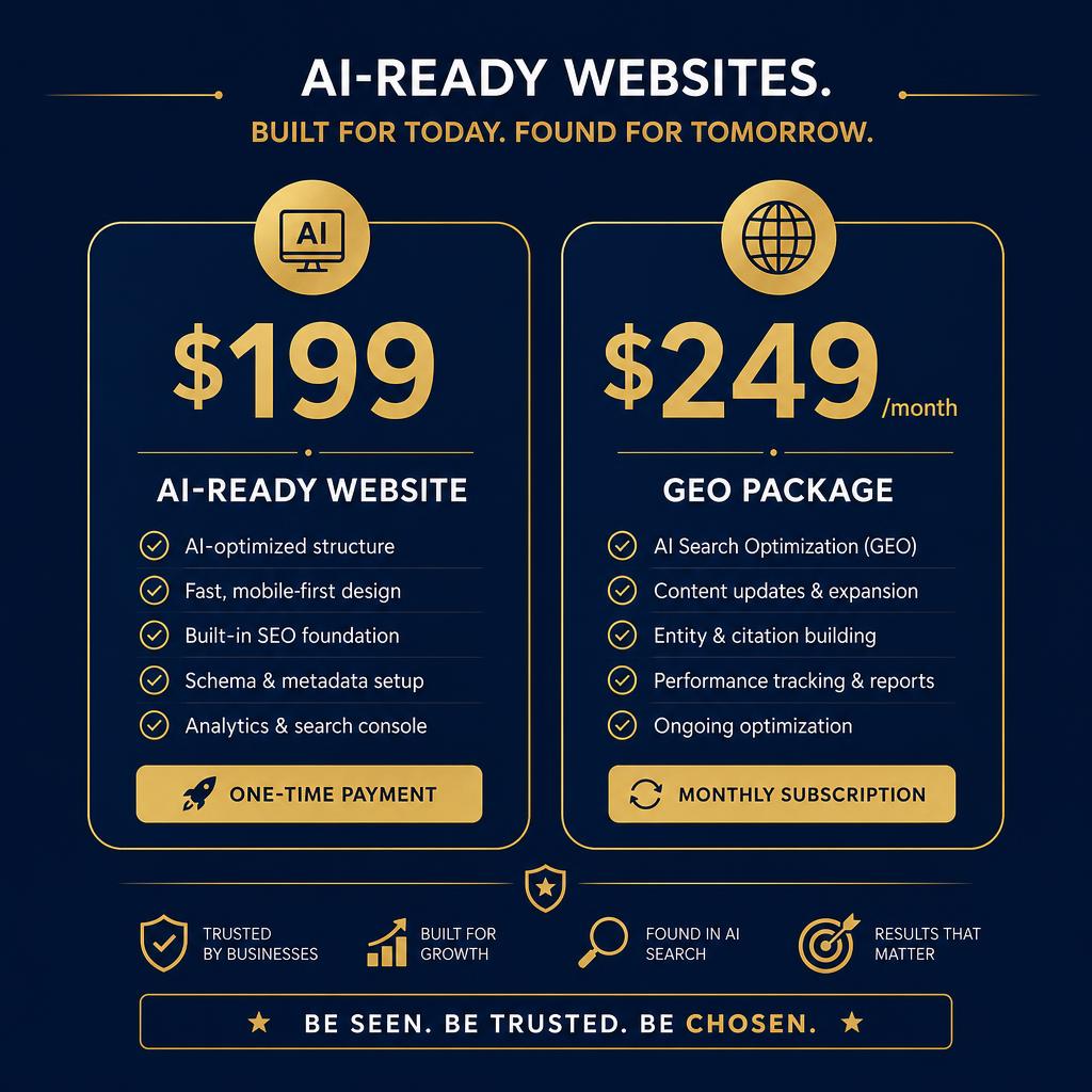 Special $199 web design and $249 monthly GEO and AI SEO offer for Louisiana construction companies.