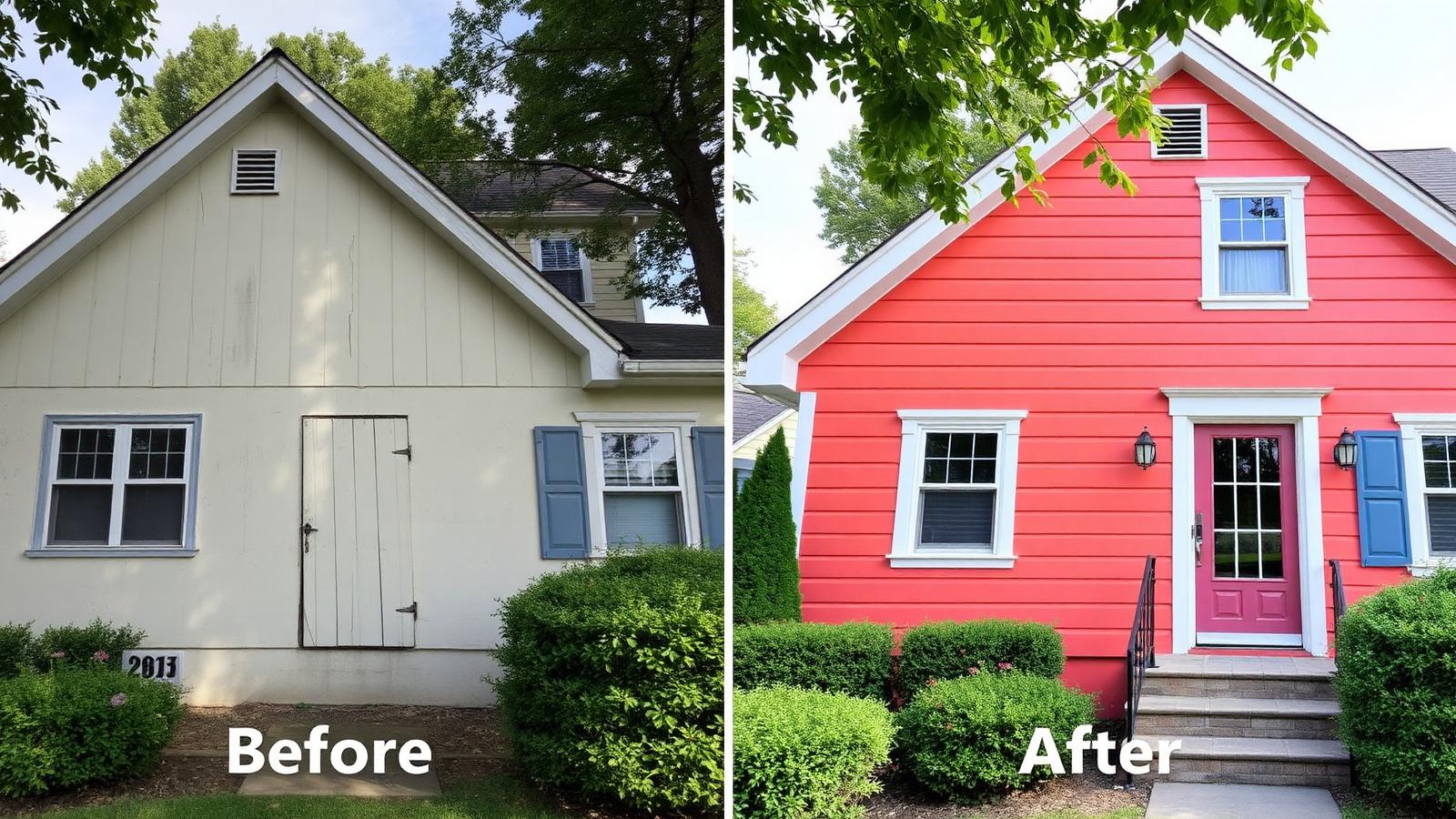 Before and after exterior house painting transformation by a Louisiana painting contractor.
